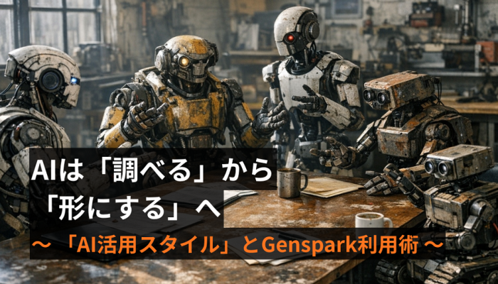 AIは「調べる」から「形にする」へ。私の実務を支える「AI活用スタイル」とGenspark活用術のイメージ